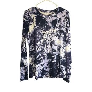 Under Armour Womens Tie Dye Long Sleeve Performance Shirt Navy Purple LG 136963